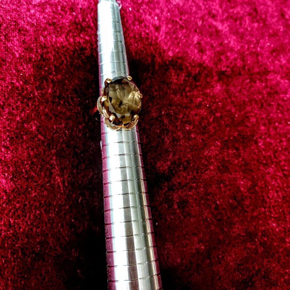 10K Gold Smokey Topaz Solitaire Ring - 50% Discount - Free Shipping
